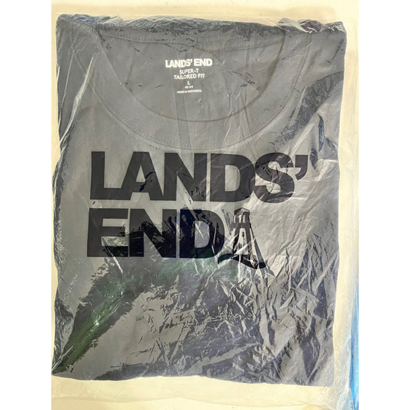 Lands End Short Sleeve Super-T Lot Of 3 Soft Cotton Sz Large Blue Mens New - Picture 5 of 5